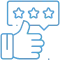 Thumbs up with star rating icon representing positive dental patient feedback and satisfaction.