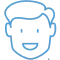 Smiling male face illustration representing patient care in dentistry practice.