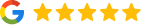 Google five-star rating display with yellow stars and blue Google logo icon